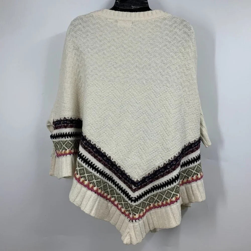 Anthropologie Sleeping On Snow Women's Off White Poncho Asymmetrical Size XS/S‎ - Picture 2 of 12